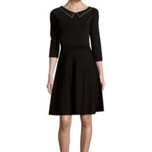 Sandro Black Mini Dress with Studded Neckline